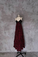 Pretty A Line Spaghetti Straps Burgundy Long Semi Formal Prom Dresses Birthday Dress For Women