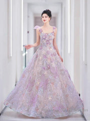 Pretty A Line Spaghetti Straps Pink Floral Long Length Evening Dress Semi Formal Prom Dresses