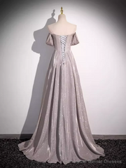 Pretty A line Square Neckline Sleeveless Long Evening Party Dress Pink Prom Dresses