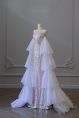 Pretty Mermaid High Neckline Sequin Beads Long Semi Formal Prom Dresses Formal Evening Dress