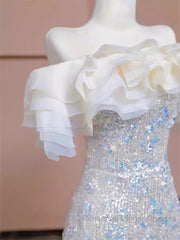 Pretty Mermaid Off The Shoulder Sequin Long Evening Party Dress Semi Formal Prom Dresses