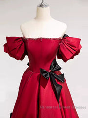 Princess A Line Off The Shoulder Party Dresses Red Semi Formal Prom Dresses