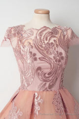 Cap Sleeves Junior Appliques Short Sweet 16 Prom Dresses