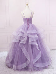 Purple sweetheart neck tulle long Semi Formal Prom Dresses purple tulle forma gown
