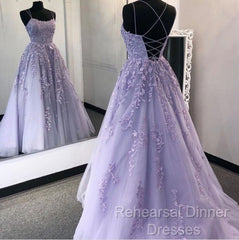 Purple Tulle Lace Long Semi Formal Prom Dress Formal Dress