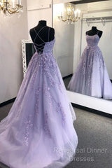 Purple Tulle Lace Long Semi Formal Prom Dress Formal Dress