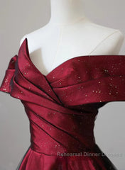 Red And Black Satin Party Dress Semi Formal Prom Dress, A-Line Satin Evening Dress