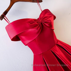 Red Tea Length Semi Formal Prom Dresses, Red Tea Length Formal Bridesmaid Dresses