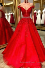 Red v neck tulle lace long Semi Formal Prom Dresses, red tulle evening Dresses