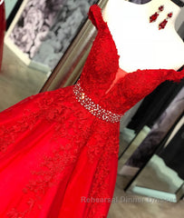 Red v neck tulle lace long Semi Formal Prom Dresses, red tulle evening Dresses