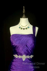 Retro Mermaid One Shoulder Satin Grape Long Evening Dress Semi Formal Prom Dresses