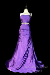 Retro Mermaid One Shoulder Satin Grape Long Evening Dress Semi Formal Prom Dresses