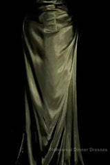 Retro Mermaid Spaghetti Straps Satin Green Long Evening Dress Semi Formal Prom Dresses