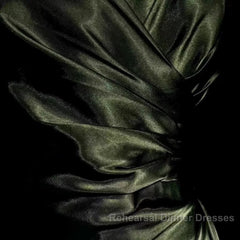 Retro Mermaid Spaghetti Straps Satin Green Long Evening Dress Semi Formal Prom Dresses