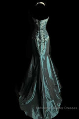 Retro Mermaid Sweetheart Taffeta Long Evening Dress Semi Formal Prom Dresses
