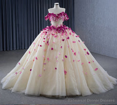 Romantic Heart  Off-the-Shoulder Tulle Quinceaera Dress