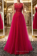 Round Neck Burgundy Beaded Semi Formal Prom Dresses, Wine Red Beaded Formal Evening Bridesmaid Dresses