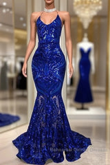 Royal Blue Semi Formal Prom Dress, Spaghetti Semi Formal Prom Dress, Lace Semi Formal Prom Dresses, Sparky Semi Formal Prom Dress