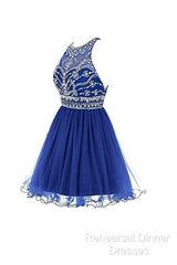 Royal Bule Tulle Homecoming Dresses  Short Semi Formal Prom Gowns