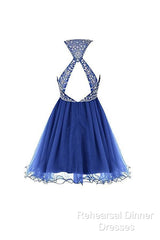 Royal Bule Tulle Homecoming Dresses  Short Semi Formal Prom Gowns