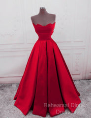 Ruched Satin Strapless Ball Gown Floor Length Dresses