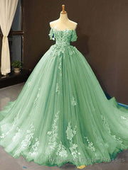 Princess Quinceanera Dresses Off The Shoulder Applique Sweet 16 Party Semi Formal Prom Gowns
