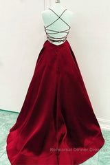 Satin Empire Semi Formal Prom Dresses Lace Up Back