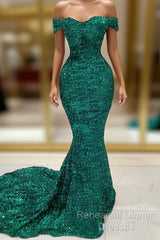 Sequin Off The Shoulder Semi Formal Prom Dresses