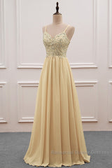 Sequined Spaghetti Straps Chiffon Long Semi Formal Prom Dresses