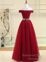 Sequins Burgundy Long Off The Shoulder Semi Formal Prom Dress