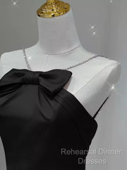 Sexy A Line Halter Long Black Satin Semi Formal Prom Dress