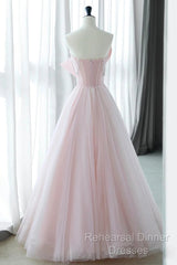 Sexy A-Line Pink Tulle Long Semi Formal Prom Dress