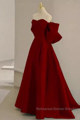 Sexy A Line Strapless Red Long Semi Formal Prom Dress