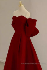 Sexy A Line Strapless Red Long Semi Formal Prom Dress