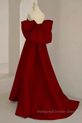 Sexy A Line Strapless Red Long Semi Formal Prom Dress
