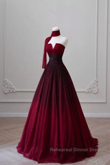 Sexy Ball Gown Strapless Long Burgundy Semi Formal Prom Dress Evening Dresses