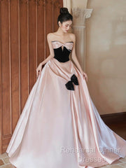 Sexy Ball Gown Sweetheart Neckline Pink Satin Evening Dress Semi Formal Prom Dresses