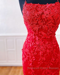 Sexy Long Lace Red Semi Formal Prom Dresses Open Back