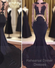Sexy Mermaid Lace Black Gold Semi Formal Prom Dresses