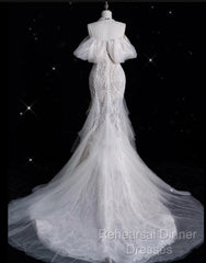 Sexy Mermaid Off The Shoulder White Lace Long Wedding Dresses Brides Dress