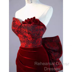 Sexy Sheath Long Senior Burgundy Velvet Semi Formal Prom Dress Formal Dress