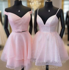 Shiny A-Line Short Pink Dress Homecoming Dress Birthday Dress