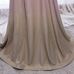 Shiny Off Shoulder Pink Ombre Semi Formal Prom Dresses, Pink Ombre Formal Graduation Evening Dresses