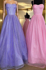 Shiny Purple Pink Long Semi Formal Prom Dresses, Purple Pink Long Formal Evening Dresses