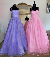 Shiny Purple Pink Long Semi Formal Prom Dresses, Purple Pink Long Formal Evening Dresses