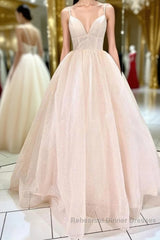 Shiny V Neck Backless Pink Long Semi Formal Prom Dresses, Backless Pink Formal Dresses, Sparkly Pink Evening Dresses