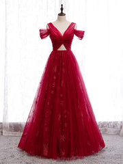 Shop Off The Shoulder Sparkle Appliques Sequin Burgundy Prom Dress Under 120