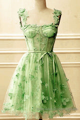 Short Butterfly Lace Corset Homecoming Dress