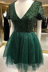 Short Dress Dark Green Homecoming Dress