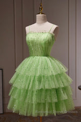 Short Green Semi Formal Prom Dresses, Short Green Graduation Homecoming Dresses